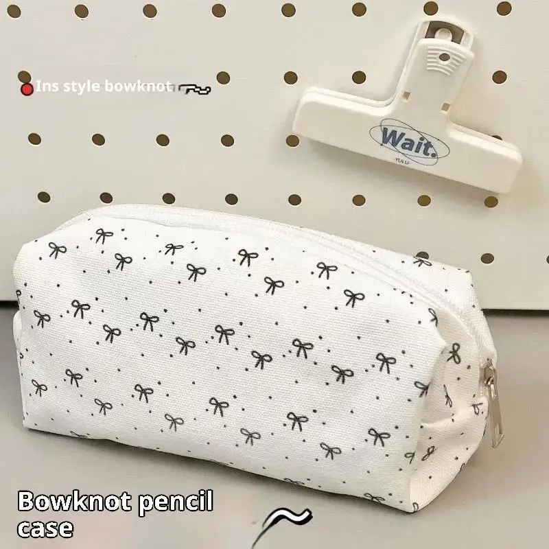 Große Stifttasche mit Schleifenmuster, tragbarer Organizer für Schreibwaren, ideal für Teenager, Kinder, Schule, Reisen und Bastelarbeiten. – Detail 3