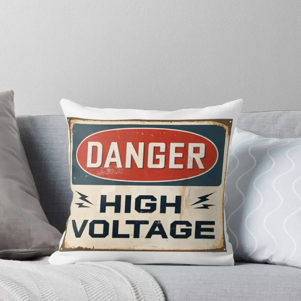 DANGER: HIGH VOLTAGE - T-shirt, pillow, cover, skin & others Throw Pillow christmas cushions covers Anime Cushions Cover pillow