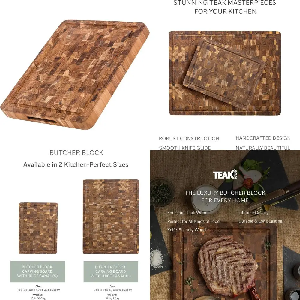 

Medium Thick End Grain Cutting Board with Juice Groove - FSC Certified, Perfect Holiday Gift for Men & Women