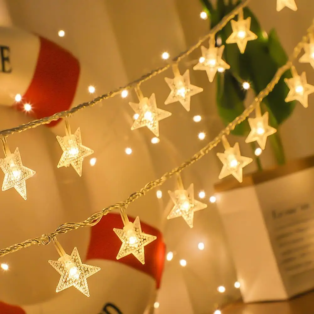 1.5m/3m/6m LED Star String Lights Christmas Garland Battery Powered Wedding Party Curtain String Fairy Lamps For Home