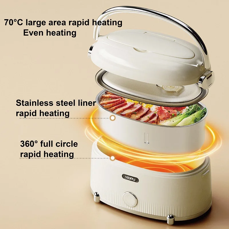 1.2L Lunch Box Elettrico Bento Box Tenere Al Caldo Ufficio Senza Acqua In Acciaio Inox 304 Riscaldamento Rapido Riscaldatore Per Alimenti 220V