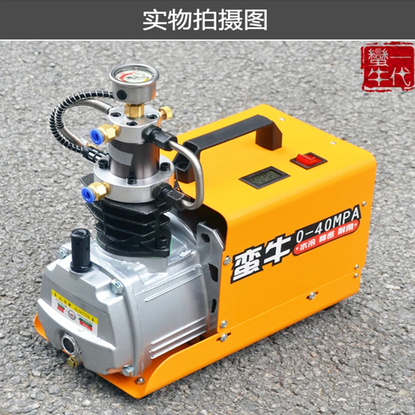 Electric High Pressure Air Pump, Mini Air Compressor, Water Cooled Air Pump, Oil-water Separator, 40Mpa, 220V