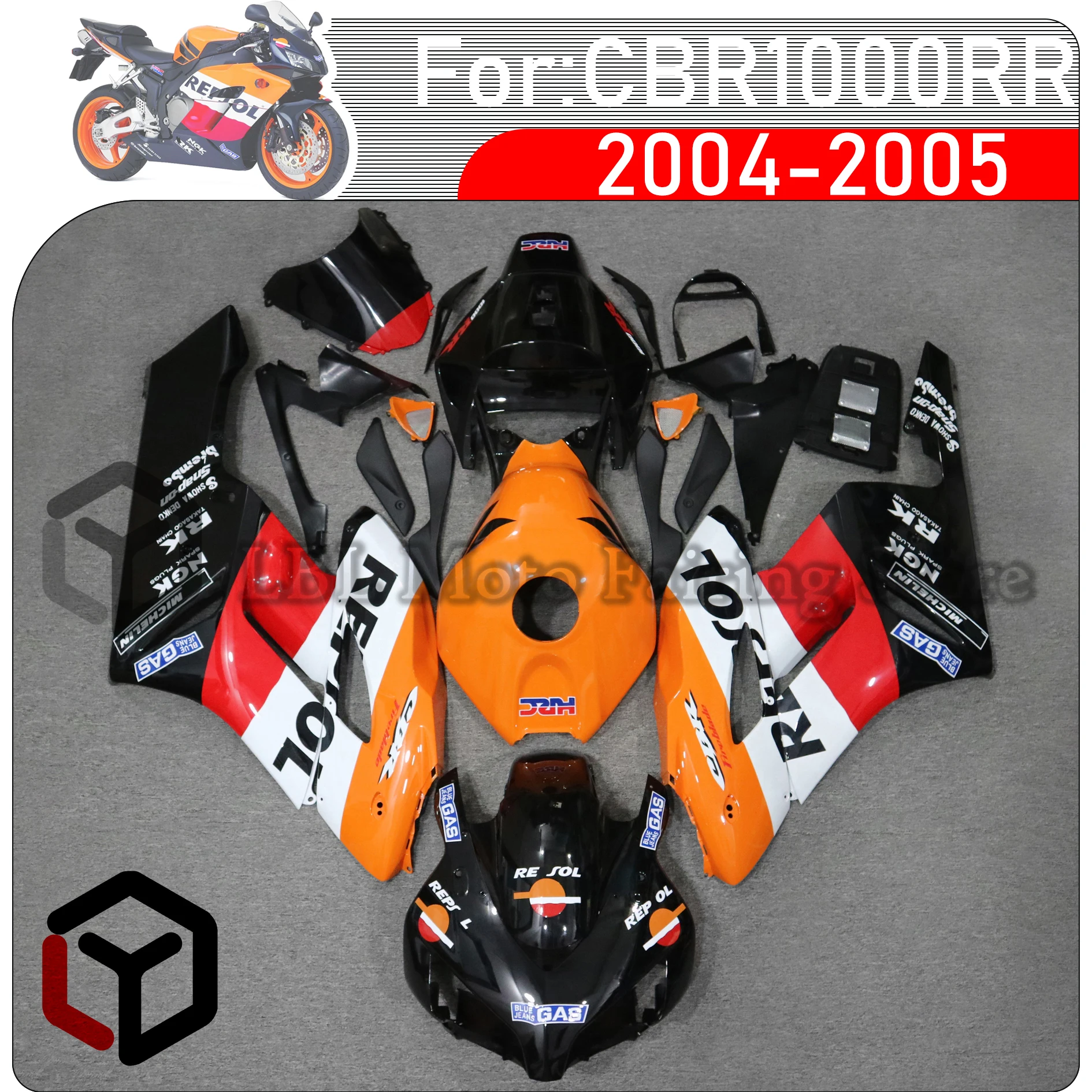 

For HONDA CBR1000RR CBR1000 RR 1000RR 2004 2005 Motorcycle Fairings Injection Mold Painted ABS Plastic Bodywork Kit Sets