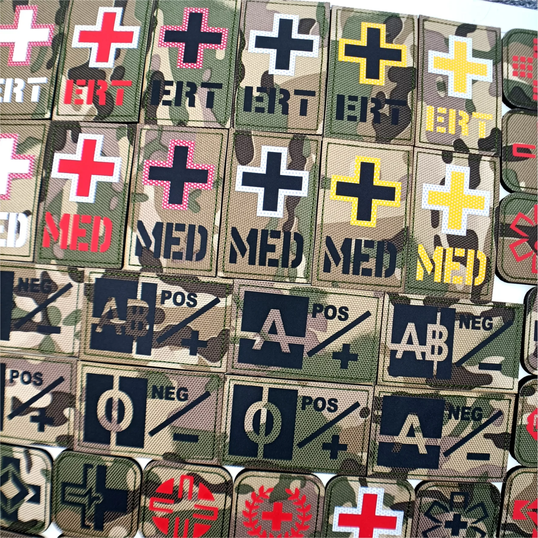 Outdoor rescue patch ERT MED A+A-O+O-blood type logo medical patch soldier backpack vest cross tactical badge