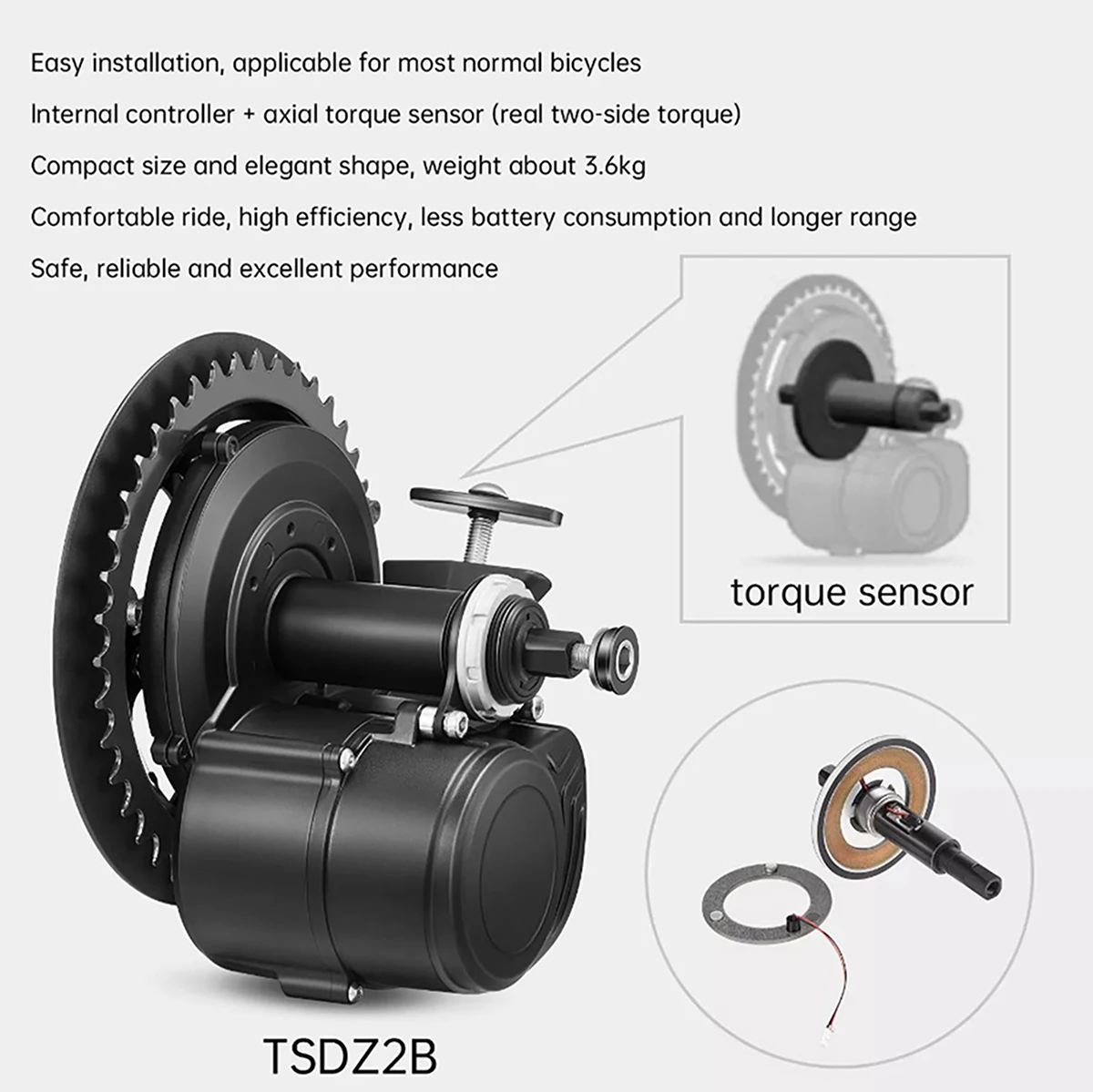 Bb-tongsheng-電動自転車変換キット,ボトムブラケットモーター,120mm, 100mm, 68mm,tsdz2b,tz2,48v