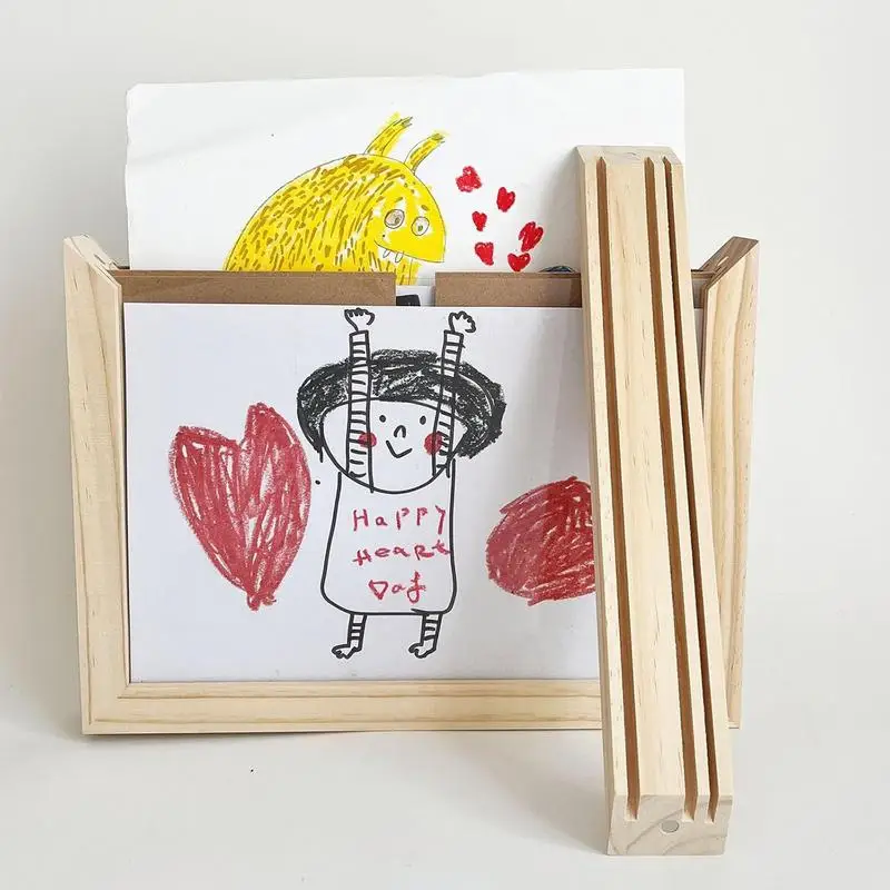 Wooden Children Art Drawing Frame Wall Mount Changeable Toddler Photo Frame for Children Art Projects, Kids Art Display Pictures