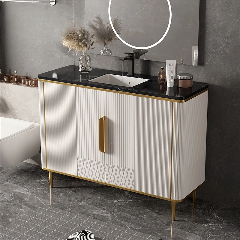 Light luxury modern simple bathroom toilet bathroom cabinet custom floor-to-ceiling wash basin wash face wash under the counter