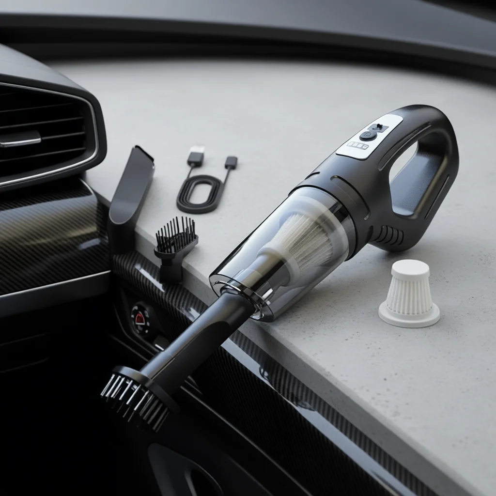 Портативный автомобильный пылесос 120W с USB зарядкой
