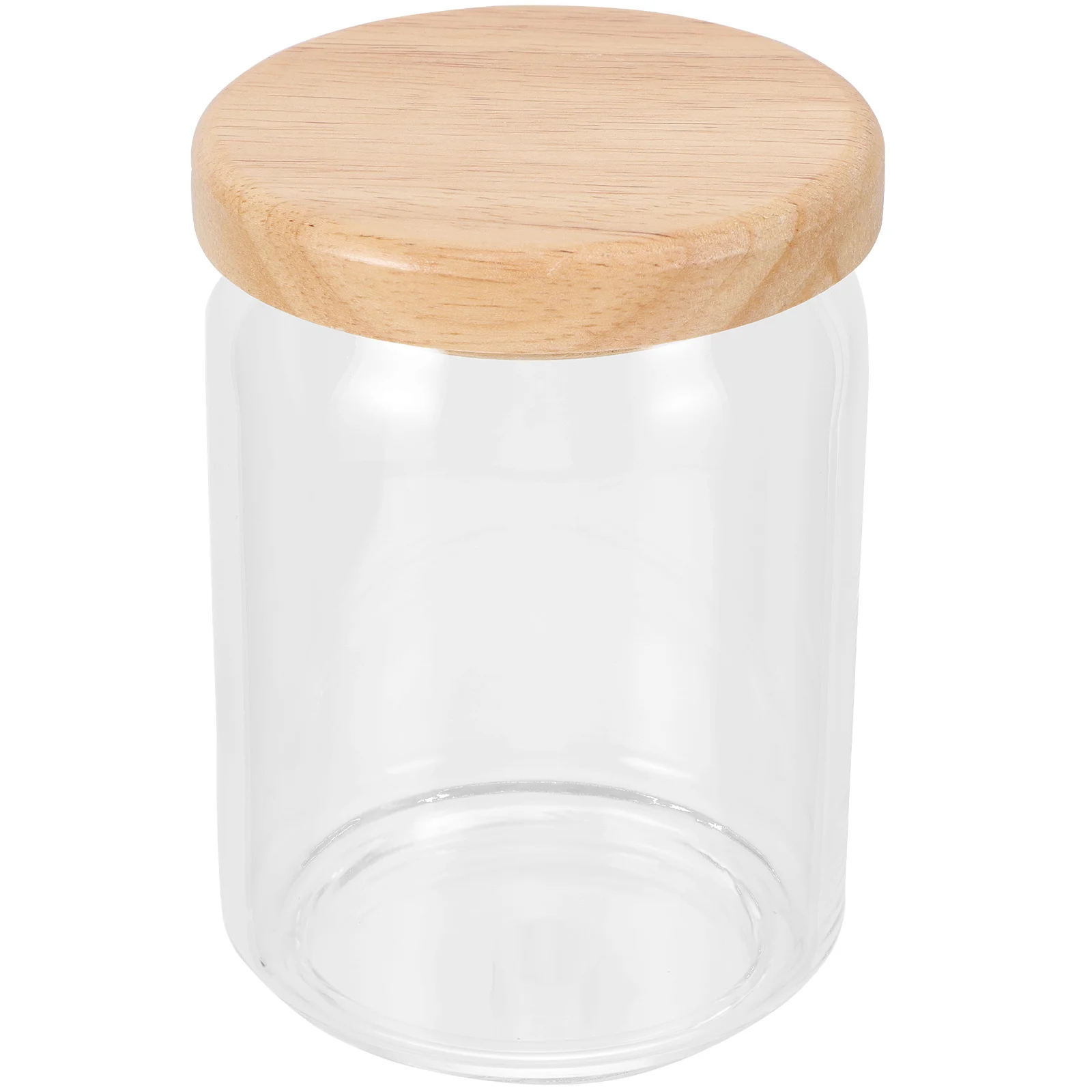 

Glass Storage Jar Wood Lid Airtight Sealed Coffee Bean Canister Snack Dry Food Glass Tea Canister Kitchen Storage Jar
