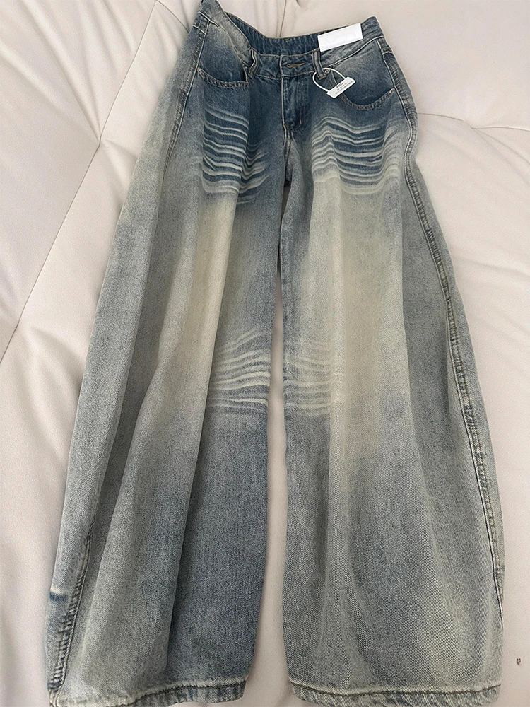 

American Retro Waed Knife Jeans Men's Ootd Loose Straight Leg Wide Leg Pants Casual Low Waist Zipper Fly