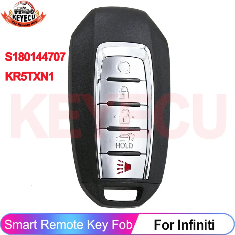 

KEYECU S180144707 433,92 МГц 4A чип FCC ID: KR5TXN1 для Infiniti QX50 QX55 2020 2021 2022 Keykess 5 кнопок дистанционного брелка
