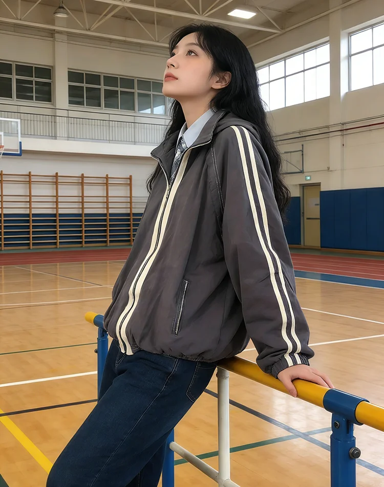 

Куртки для женщин в консервативном стиле, спортивная одежда для студентов, мешковатые, шикарные, с отложным воротником, модные, на молнии, бейсбольные, повседневные, модные