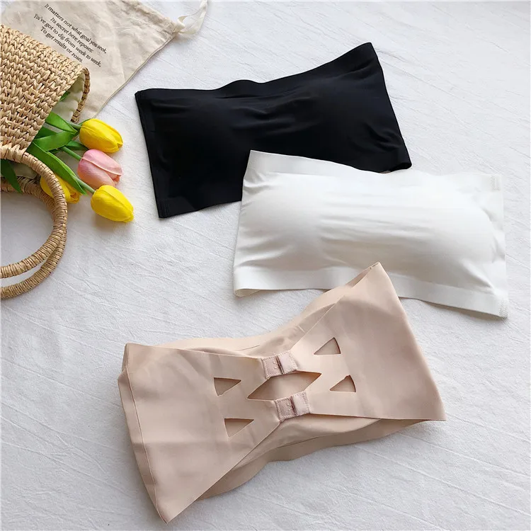 [ double-breasted ] summer cooling ice invisible strapless anti-light word bib back strapless underwear woman