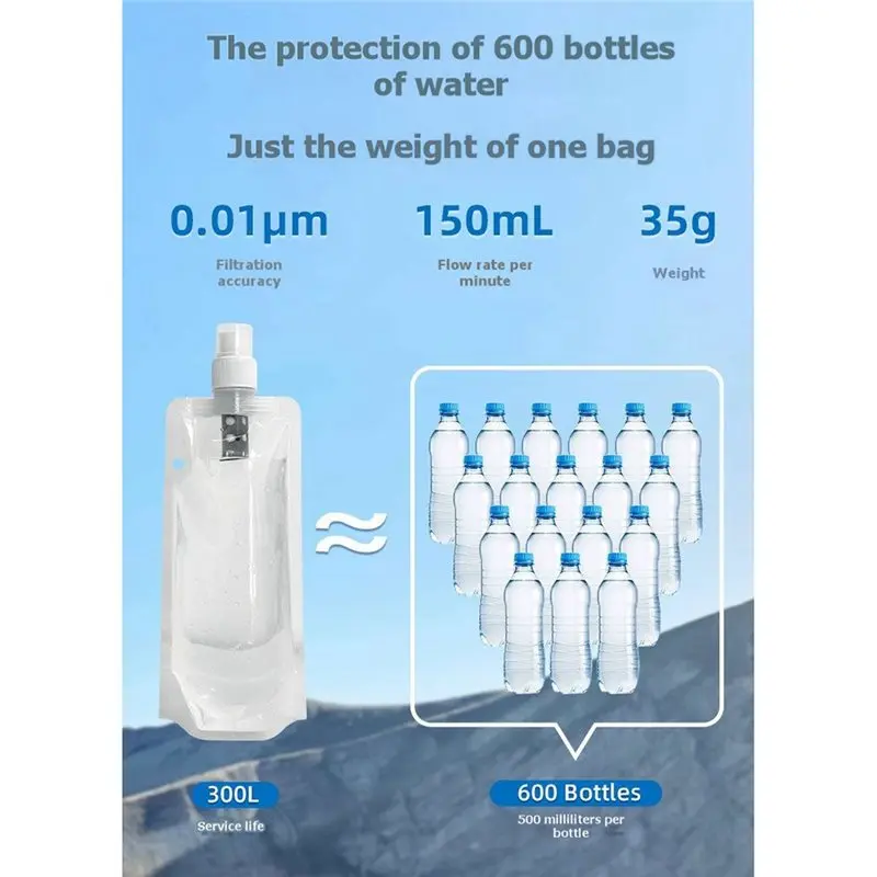 AB25-Water Purifier 200L Capacity Outdoor Portable Filter For Emergency Drinking Clean Water Camping Hiking Backpacking