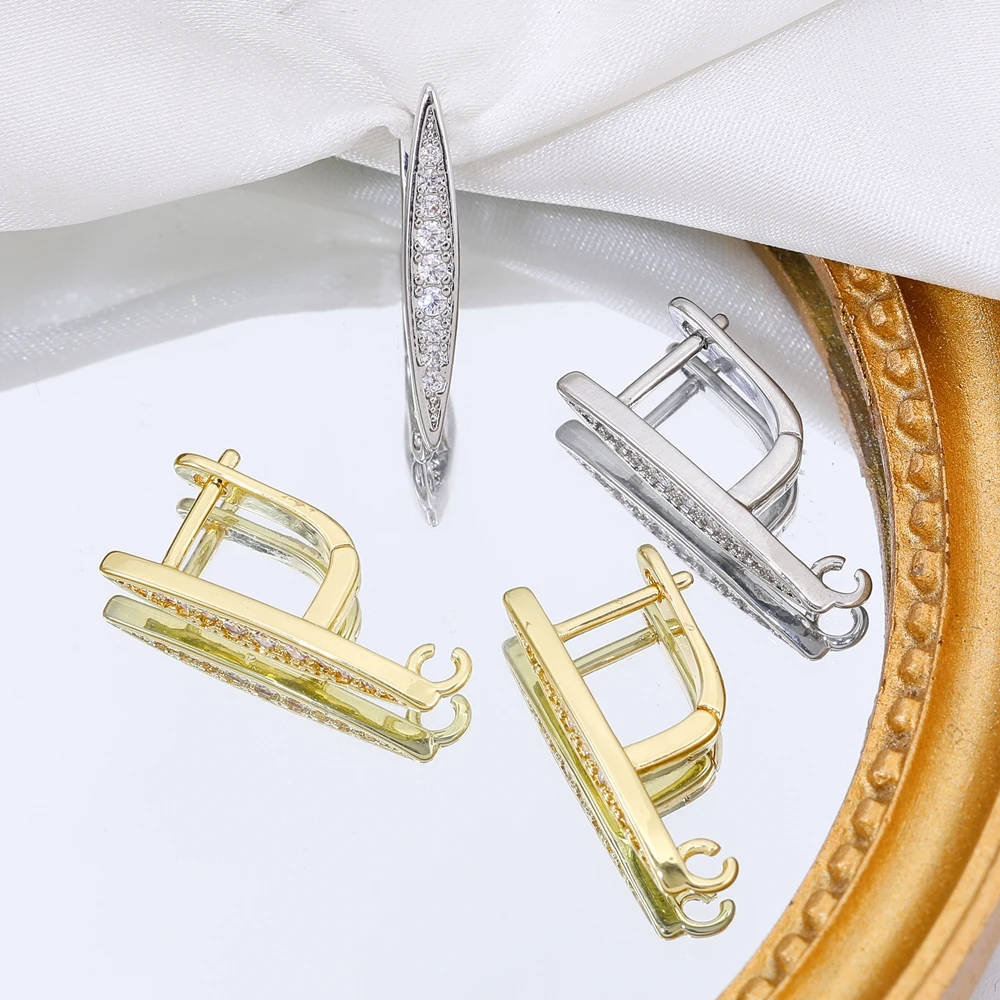 Juya لتقوم بها بنفسك لوازم مواد المجوهرات الجميلة اليدوية سلك الأذن الذهب/الفضة اللون حلقات خطاف اكسسوارات لصنع الأقراط الفاخرة #4