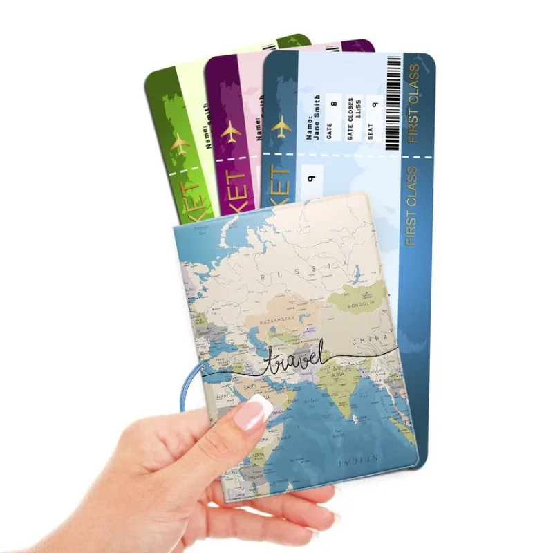 Funda portátil de cuero PU para pasaporte, funda para pasaporte, Accesorios de viaje internacional, soporte con ranura para tarjetas de crédito,