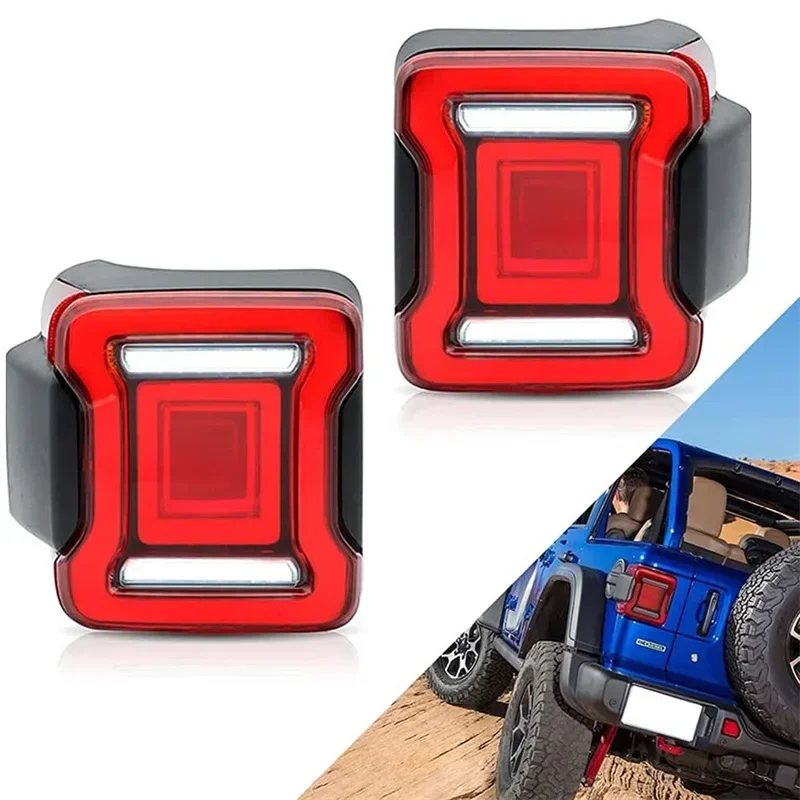 LED Tunnel Tail Lights ABS Assembly Rear Light Brake Reverse Taillights +Bracket For Jeep Wrangler JL 2018-2021 UP US / European