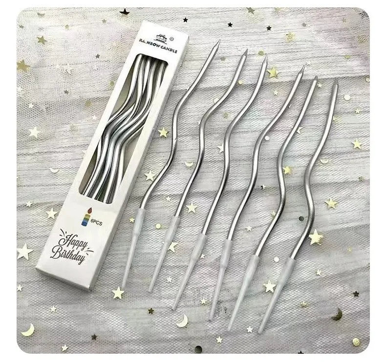 Birthday Decoration Curved Thread Creative Long Cake Decoration Wedding Anniversary Valentine's Day Romantic Candles