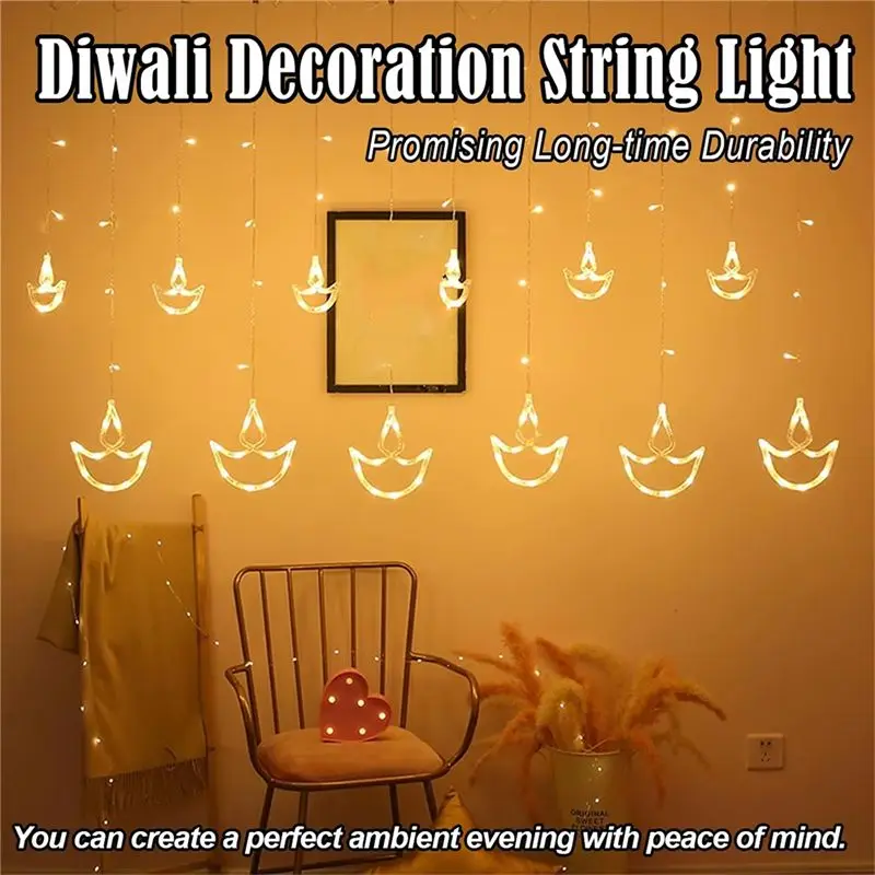 A60zhanging Led Diwali Light 3.5M Room Background Diyas Deepavali Bedroom EU Pack Color EU Plugmay