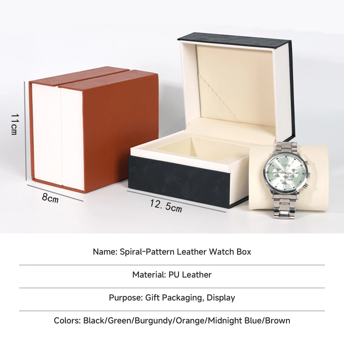 New PU Seashell Pattern Leather Watch Box Single Watch Case Portable Travel Watch Storage Box Gift Scratch-Resistant Watch Box