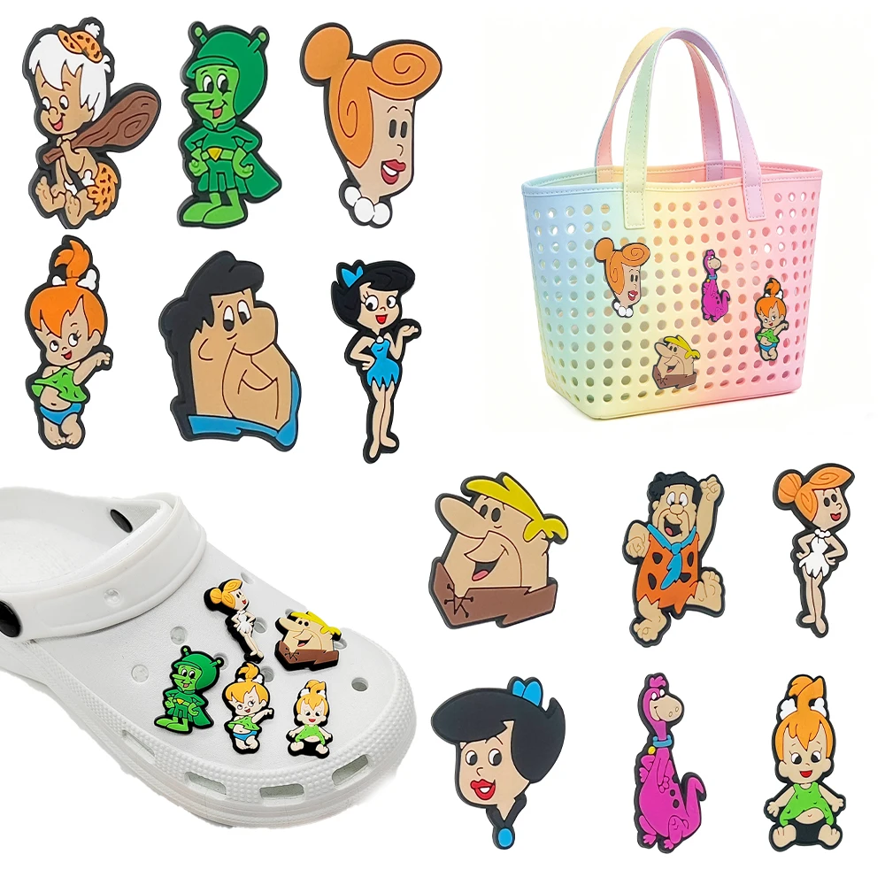 Hot sales 1-12pcs Wild Cartoon Character Series PVC Shoe Charms Accessories DIY Detachable Sandal Wristbands Decorations Gifts