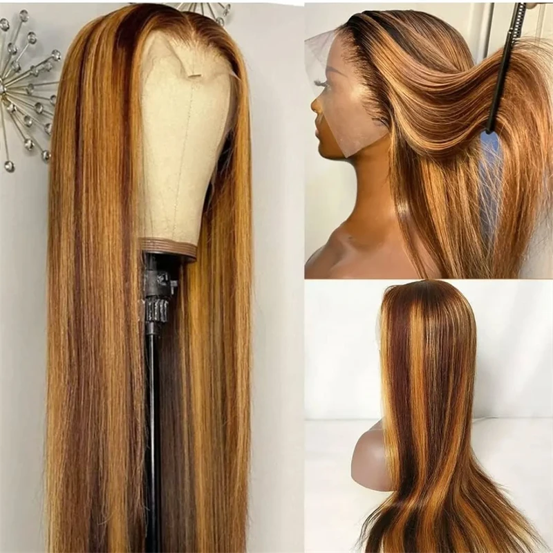 13x4 Hd تسليط الضوء على الباروكات مستقيم ملون 13x6 الدانتيل الجبهة الباروكات للنساء العسل شقراء 100% شعر الإنسان الدانتيل شعر مستعار أمامي قبل قطعها
