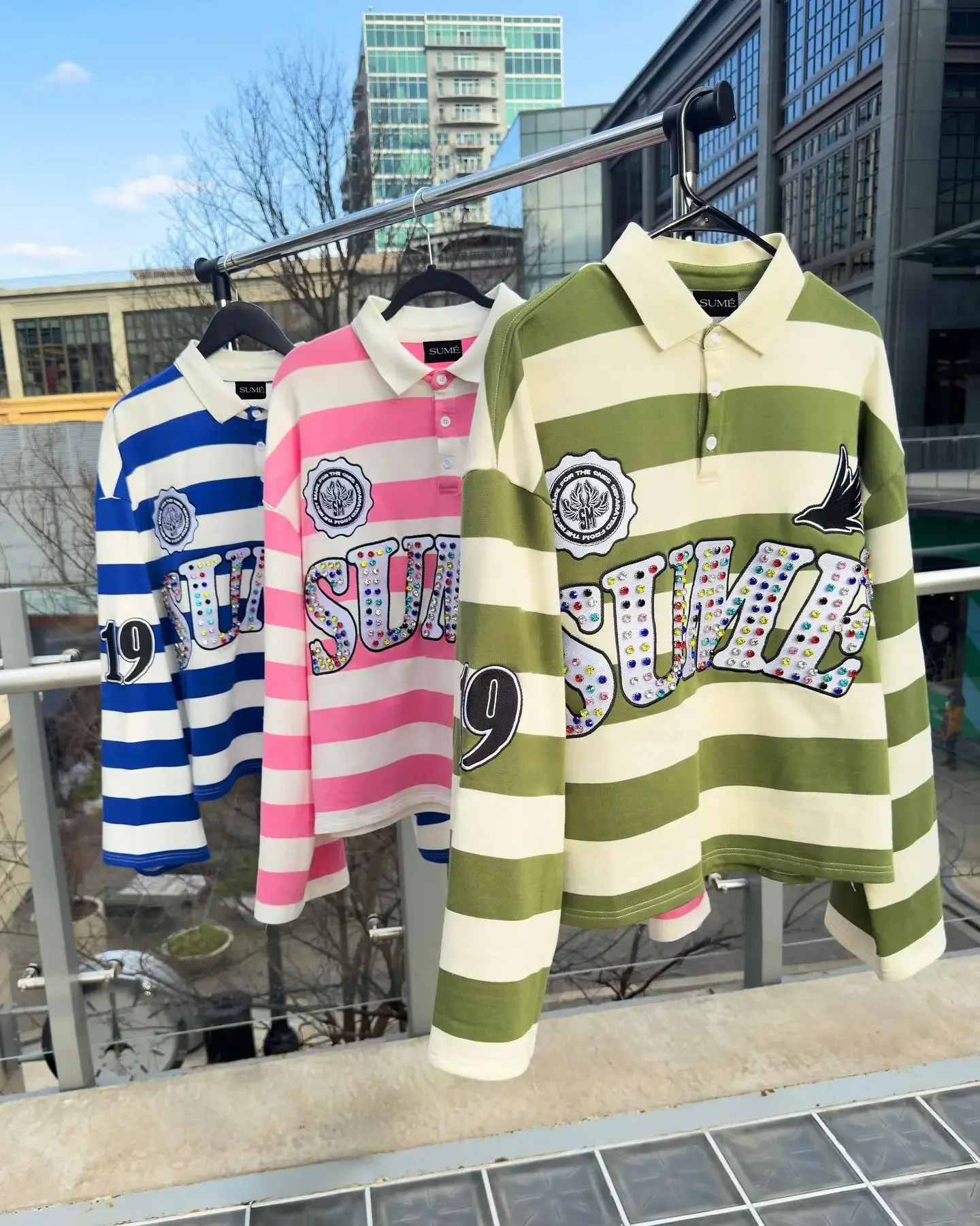 الأمريكية رجل ريترو قميص بولو التلبيب قميص Y2K البلوز الهيب هوب رسالة التطريز الترتر المتضخم قميص قطني بكم طويل بلايز