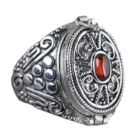 F42F Openable Gawu Box Ring with Secret Compartment Adjustable Size Opening Ring Alloy Fashion Accessory for Trendy Outfits
