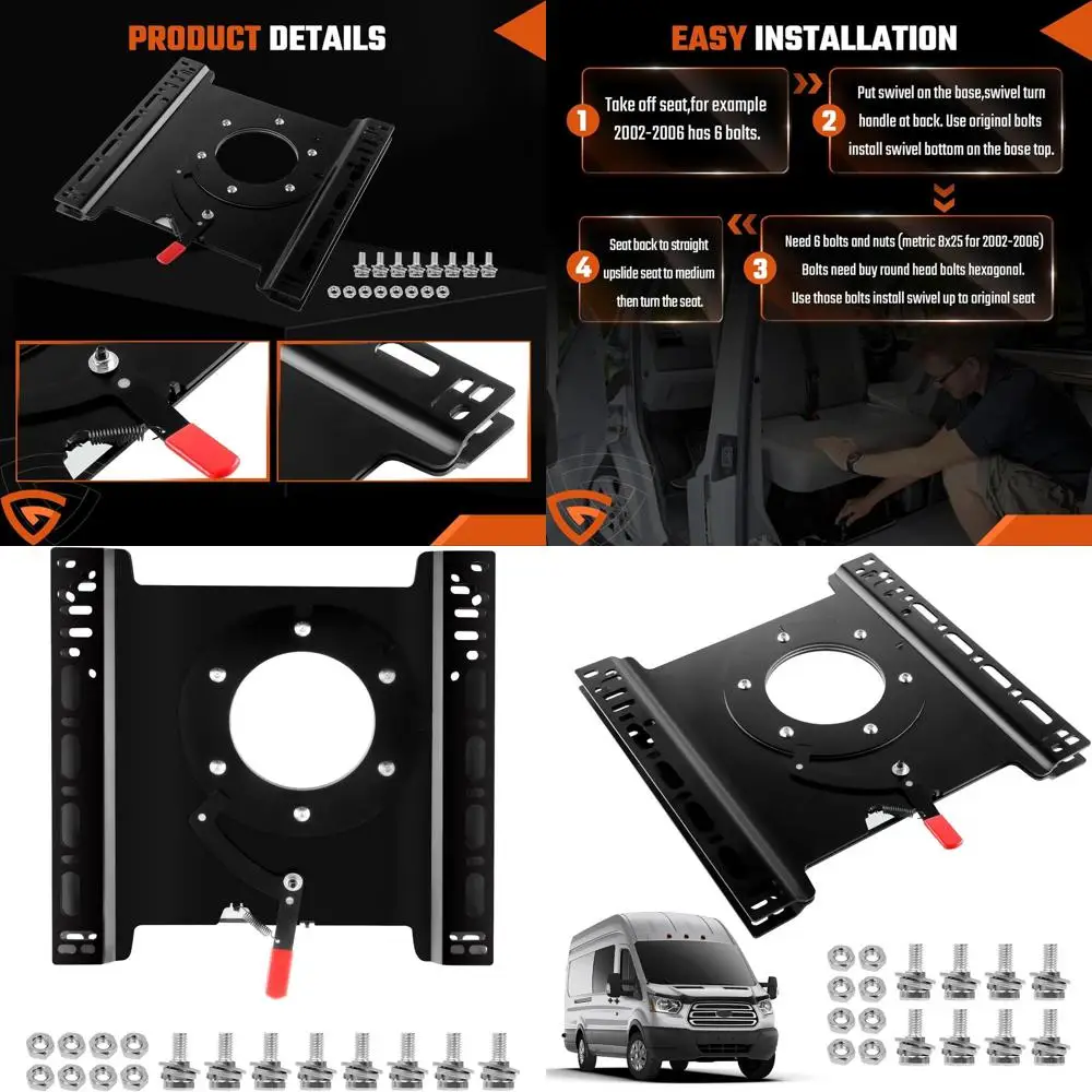 

FTP004 Поворотное основание сиденья, совместимое с Ford Transit 150 250 350 2014-2021, 360 ° Основание поворотного стола для переоборудования сиденья автофургона, подходящее для Sprin