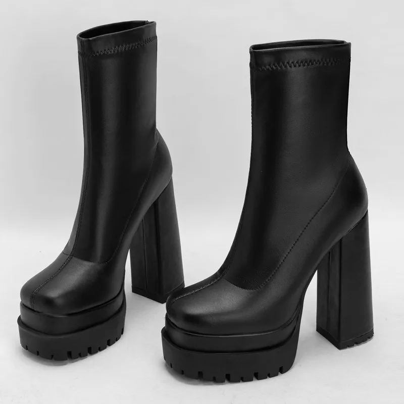 Sexy Platform Women's Ankle Boots Stripper Gothic High Heels Ankle Boot For Women Black White Party Fetish Shoes Large Size 45