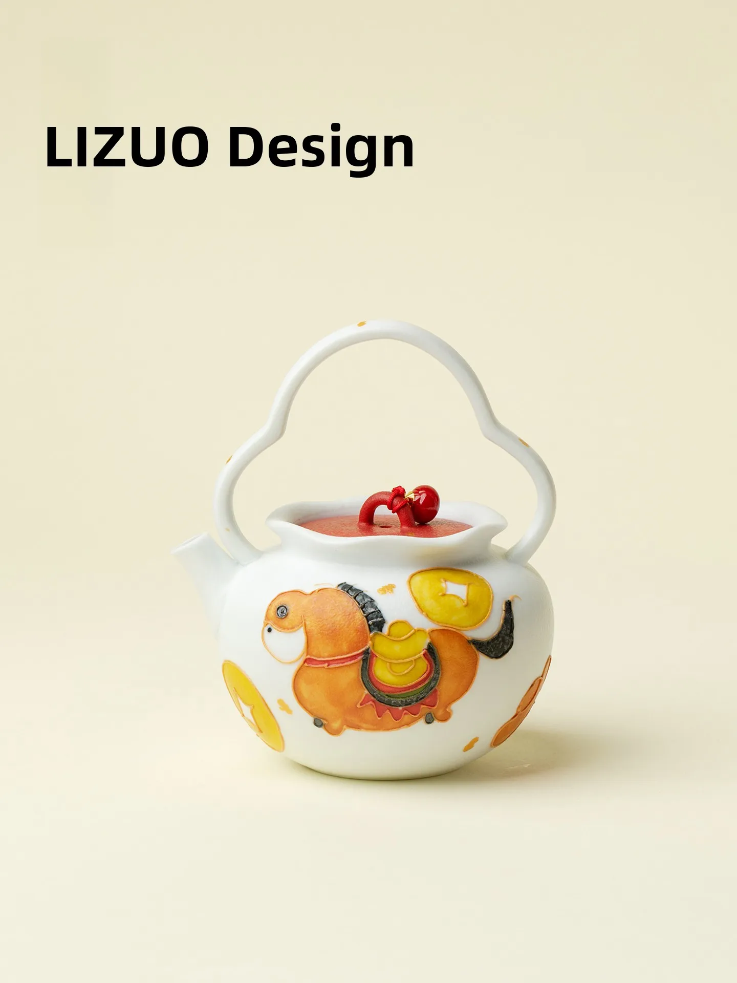 

Chinese Style Ceramic Handheld Tea Pot with Ball Hole Filter Gongfu Tea Set Rizuo Traditional Craft Hand Drawn Modern Tea Bre...