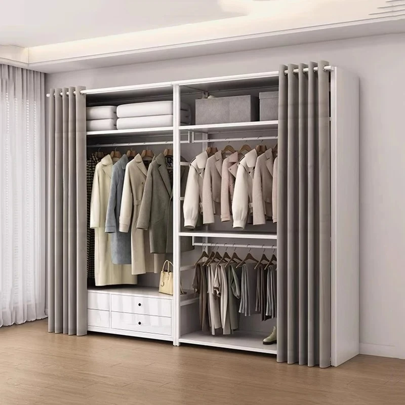 Armario de Almacenamiento Abierto, Estilo Nórdico, Ahorro de Espacio, Guardarropa Portátil, Mueble de Salón, Ropero Simple