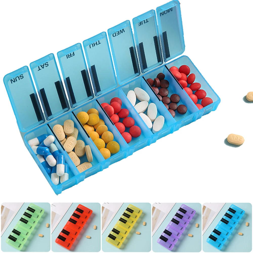 

1 шт. еженедельный органайзер для коробок для таблеток на 7 дней, дозатор для таблеток на 1 неделю, один раз в день, ежедневный контейнер для хранения витамина