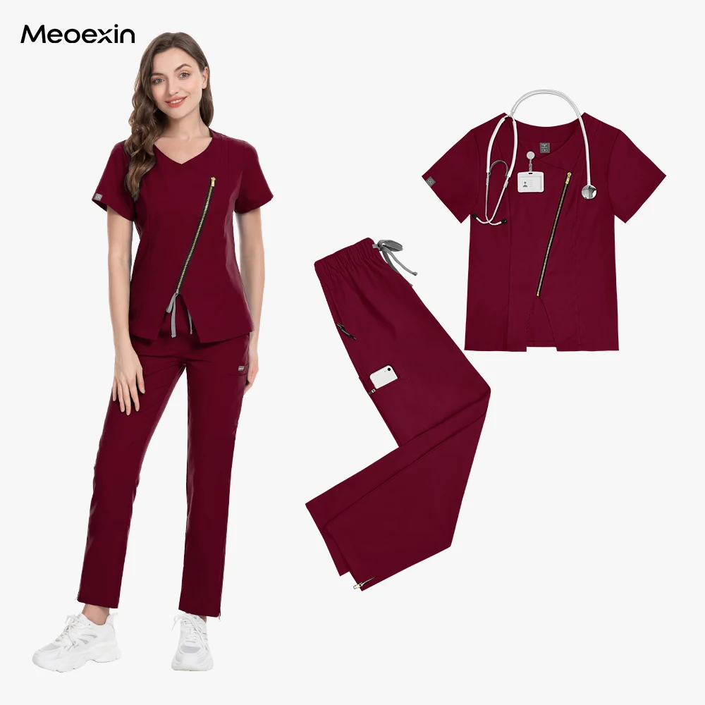 Hohe Qualität Medizinische Peelings Set Frauen Stretch Arbeit Uniformen Apotheke Peelings Tops Hosen Sets Krankenhaus Krankenschwester Uniform Zahnarzt Peeling