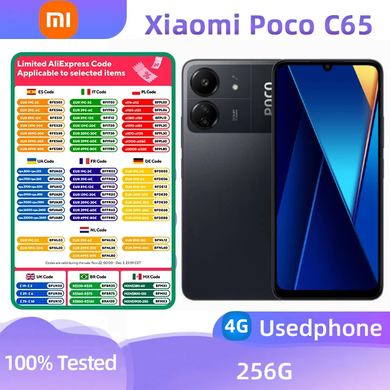 Xiaomi POCO C65 4g SmartPhone CPU Helio G85 Screen 6.74-Inches 5000mAh Battery 50MP Camera Android Used Phone