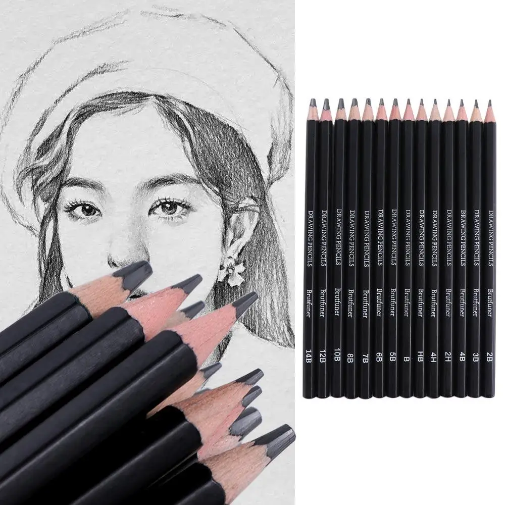 Smooth Writing Sketch Pencil Set HB 2H 4H B 2B 3B 4B 5B 6B 7B 8B Graphite Pencil 10B 12B 14B Details Highlight Drawing Pencil