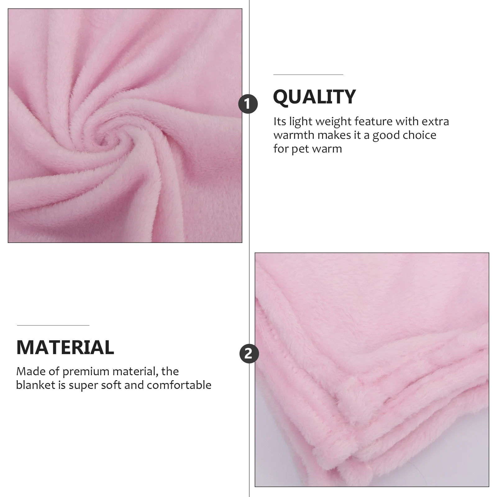 

Pink 1 Piece Fleece Pet Blanket Premium Material Extra Warm Light Weight Cozy for Cats Dogs Indoor Use Soft Bedding