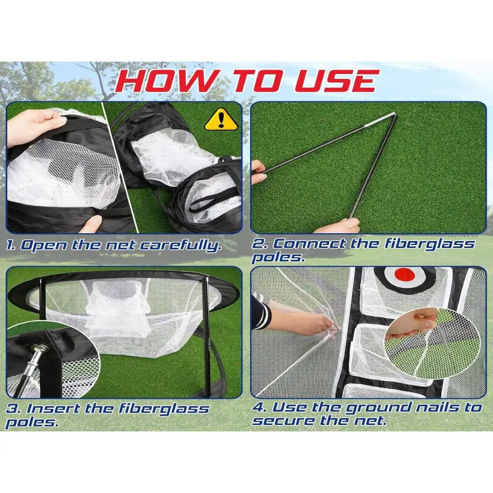 Golf Chipping Net, Pop Up Golf Practice Net, PPortable Foldable Design, Built-in Ball Collection for Easy Training