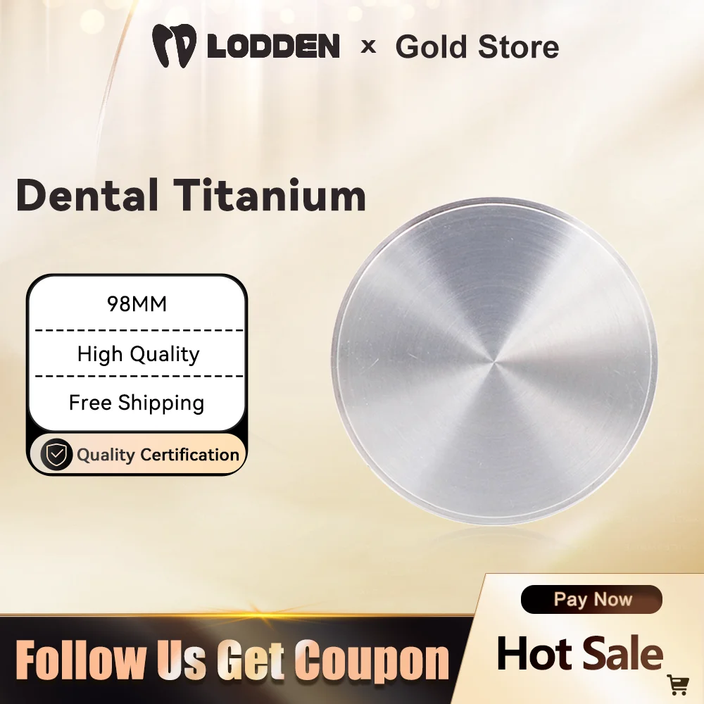 Lodden Dental Lab Titanium Alloy Disc TC4/GR5 Blocks Restoration CAD CAM Dentist Materials 98mm Implant Abutments Framework