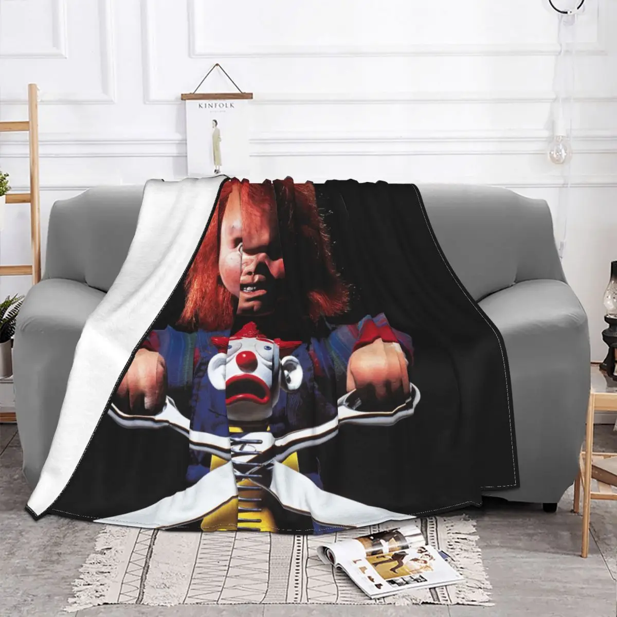 Child's Play Chucky Flannel Throw Blanket Horror Movie Gothic Blanket for Home Car Super Soft Bedding Throws