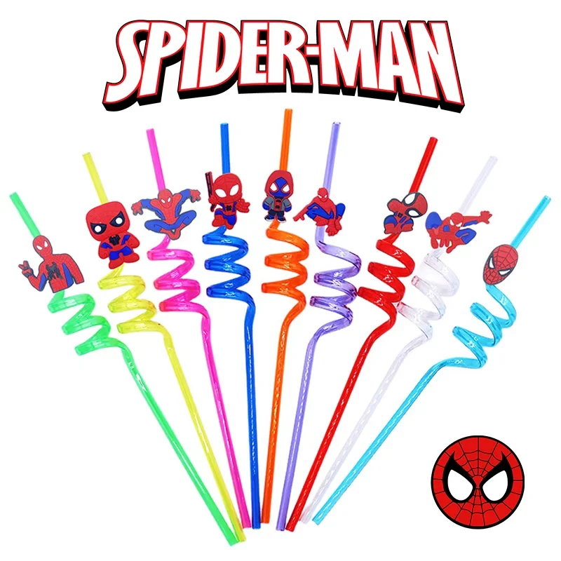 SpiderMans Drinking Straws Kids Boys Girls Birthday Party Decoration Baby Shower Cartoon Anime Marvels Party Supplies Toys Gift