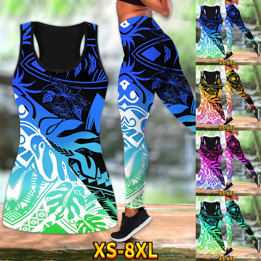 

Seaside Casual Vest Summer Women's Yoga Pants Color Pattern Sculpting Body and Buttock Suit XS-8XL