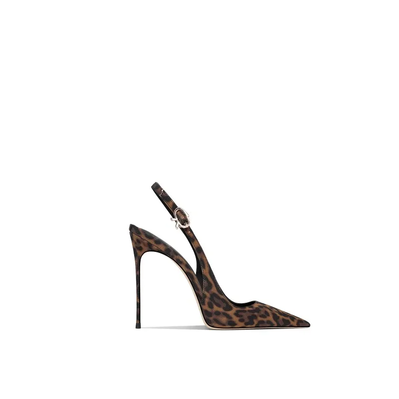 Summer new leopard print pointed French high-end fashion, not tiring foot matching skirt, slim heels, high heels for women