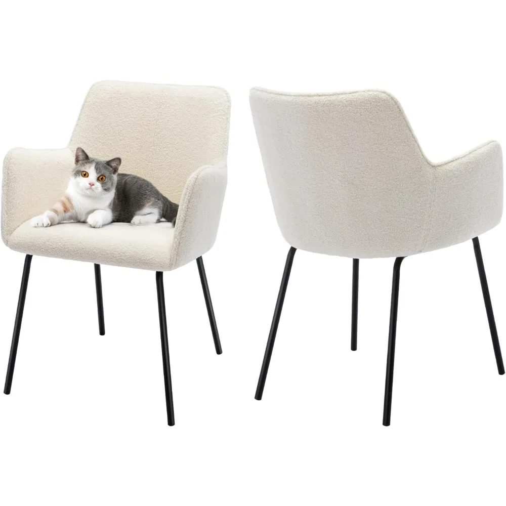 طقم كراسي طعام حديثة مكون من 2 - كراسي عشاء مطبخ شيربا منجدة بأذرع كراسي مريحة مع مقعد عريض #1