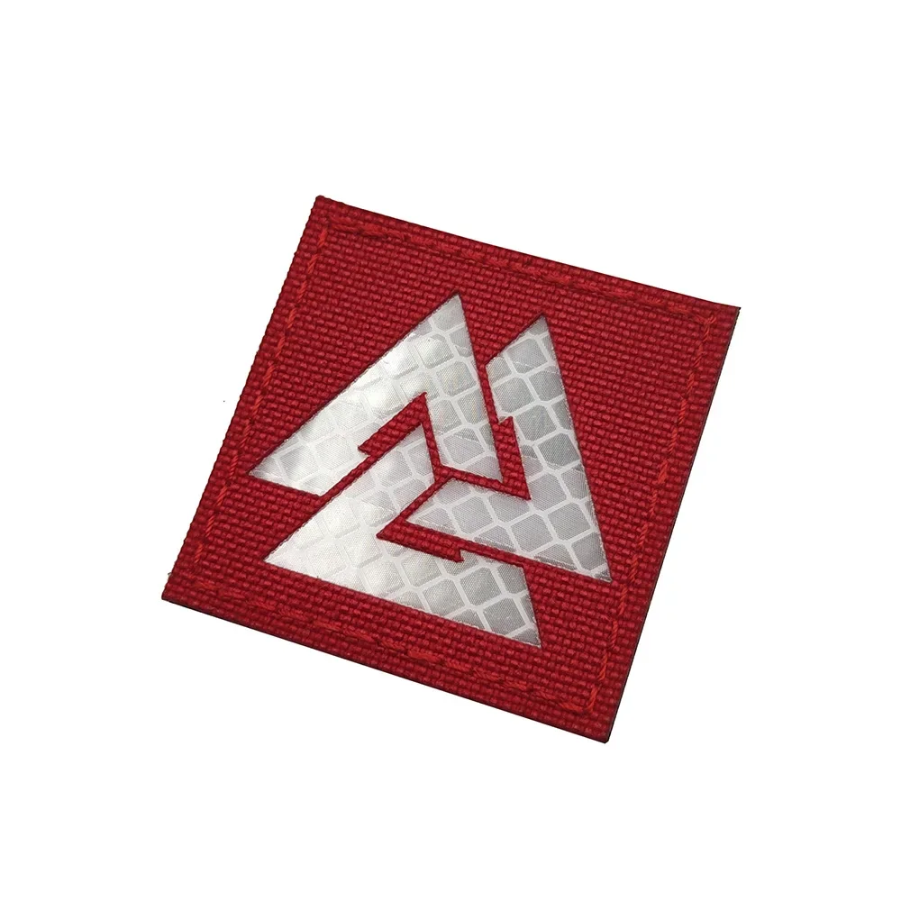 IR Infravermelho Reflexivo Bordado Viking Patch Valknut Valhall Tactical Applique Gancho Loop Badge para Capacete Mochila Jaqueta