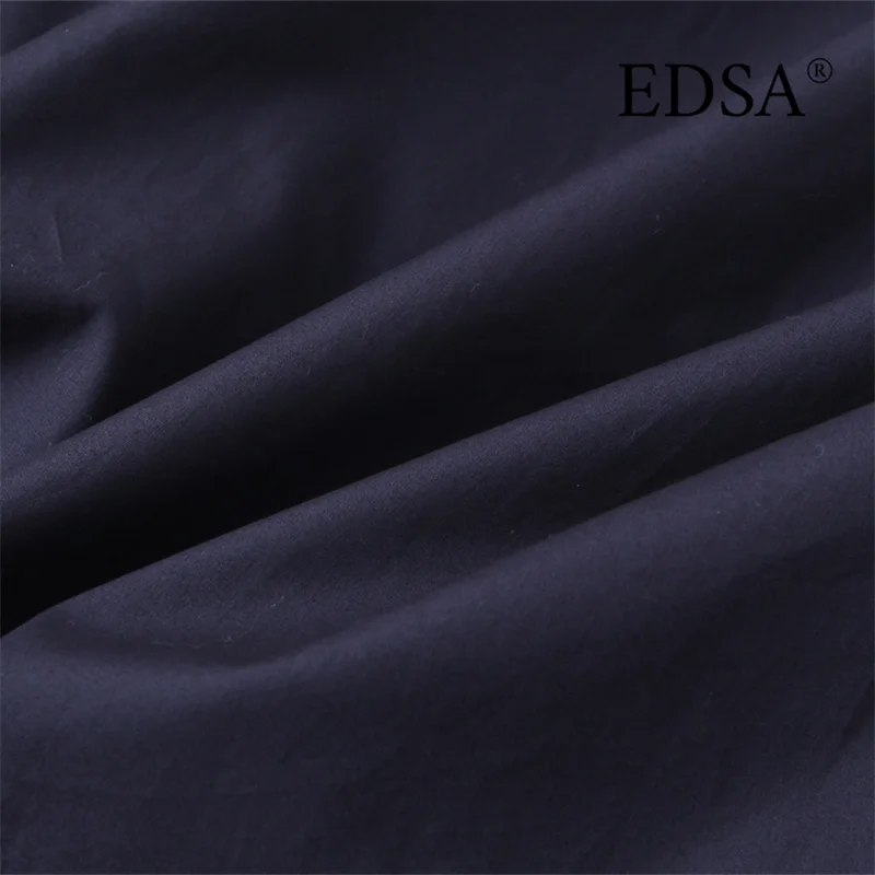 EDSA chemise à col pour femmes avec cravate manches longues ourlet arrondi pour bureau dame hauts à simple boutonnage