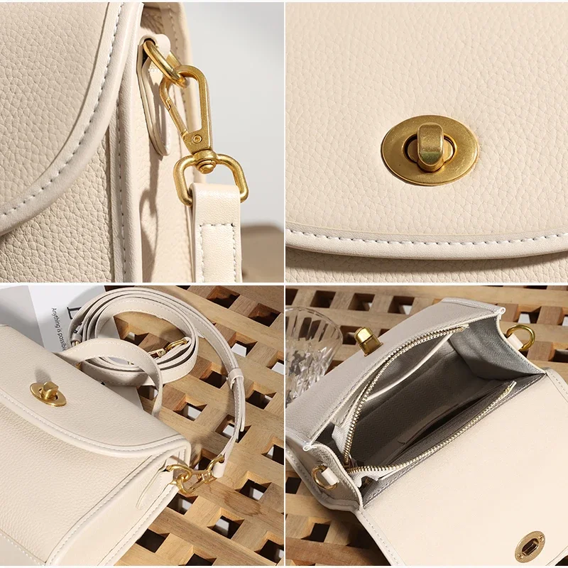 Frauen Kuh Echtes Leder Schulter Tasche Damen Mode Retro Kleine Quadratische Handtasche Weibliche Freizeit Designer Luxus Umhängetaschen