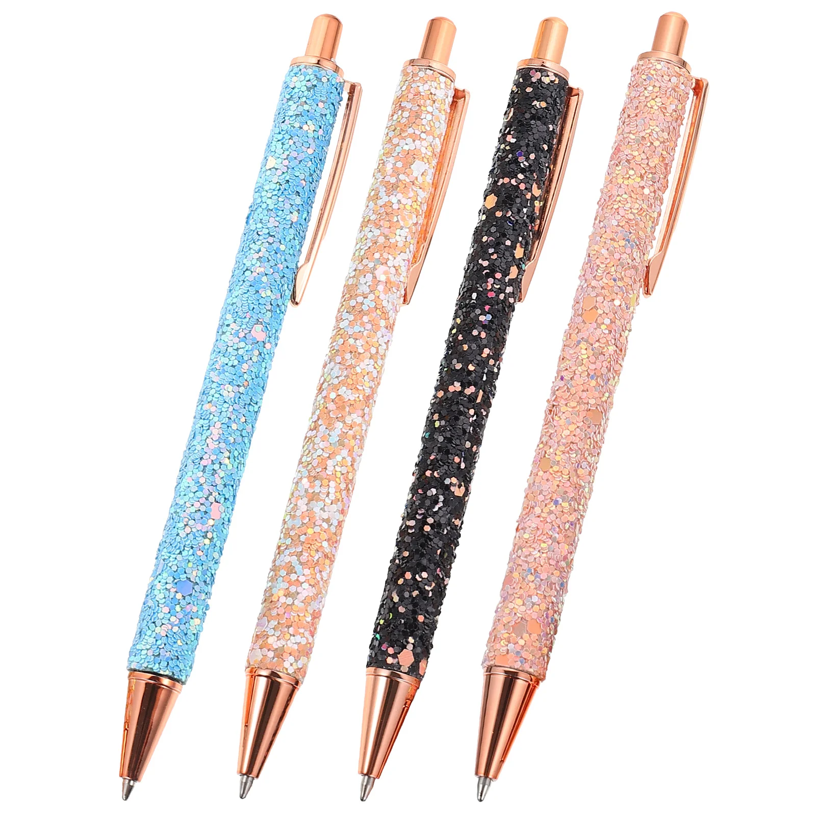 

4pcs Advertising Ballpoint Pens Press Type Metal Writing Pens Smooth Study Work Gift Promotional Graduation Present