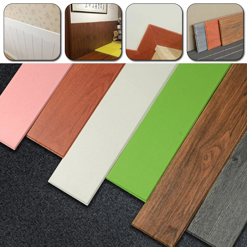 3D Self-adhesive Strip Wall Foam Frame Strip with Adhesive Waist Line Wallpaper Border Decor Waterproof Baseboard Wall Sticker