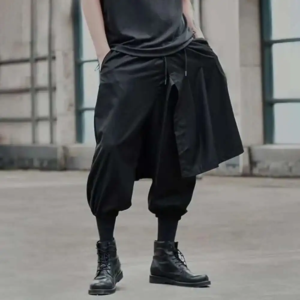 Men's New Pants Ess Double Layer Retro Sports Solid Irregular Mens Color Streetwear Loose Wide Leg Cargo Pants Unisex